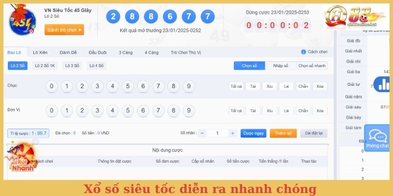 Xổ số siêu tốc diễn ra nhanh chóng